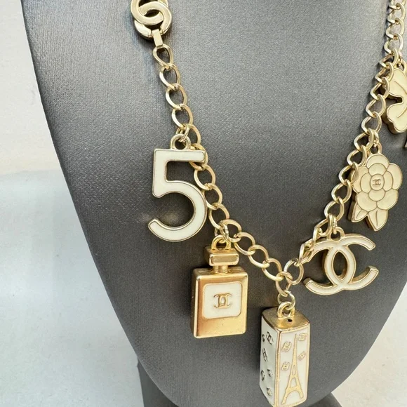 Vintage CHANEL Charm Necklace - Ivory Enamel, Made in France